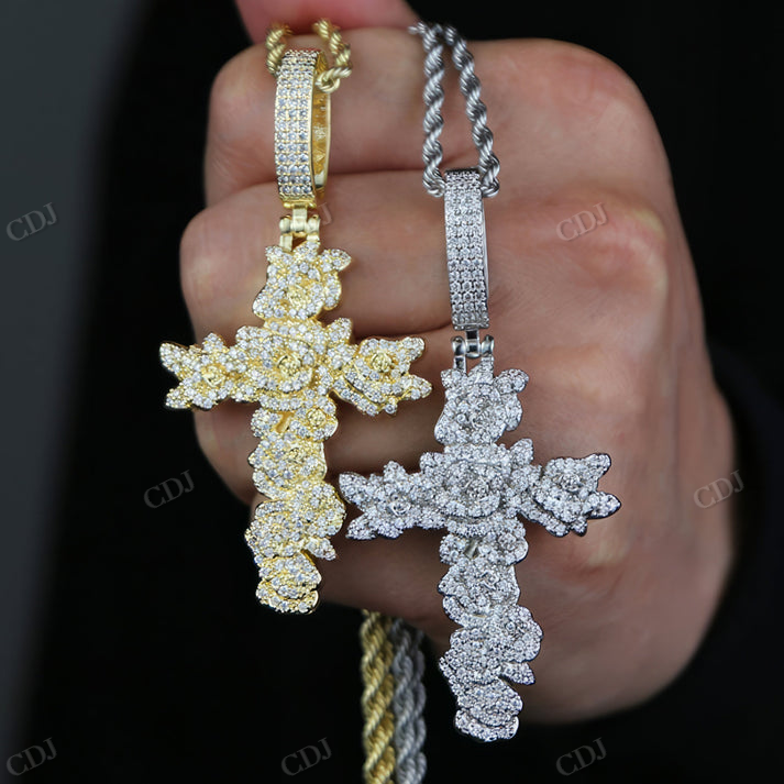 S925 Moissanite Vintage Cross Pendant hip hop jewelry CustomDiamJewel