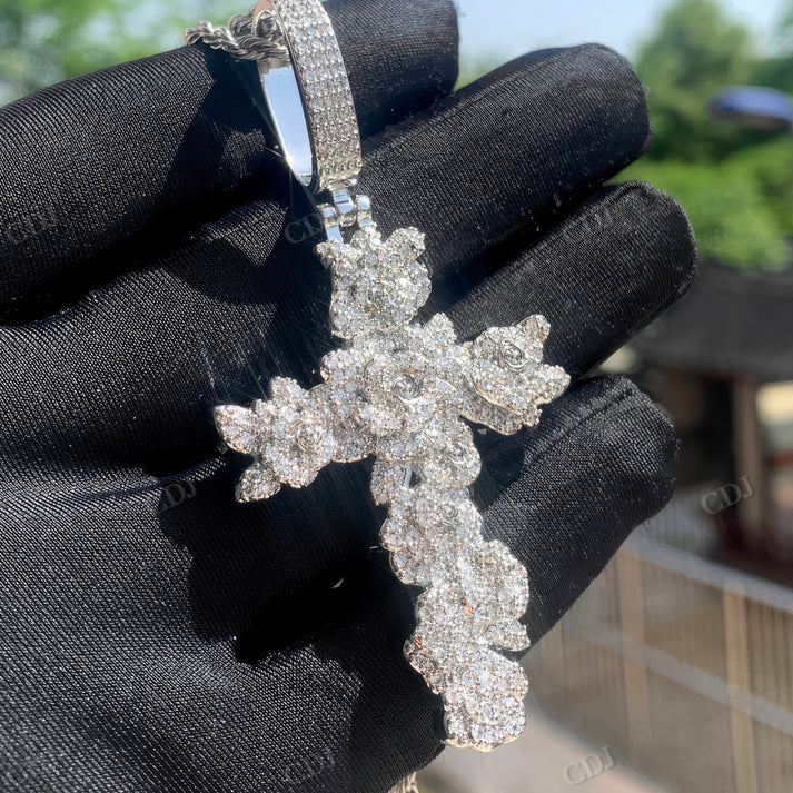 S925 Moissanite Vintage Cross Pendant hip hop jewelry CustomDiamJewel