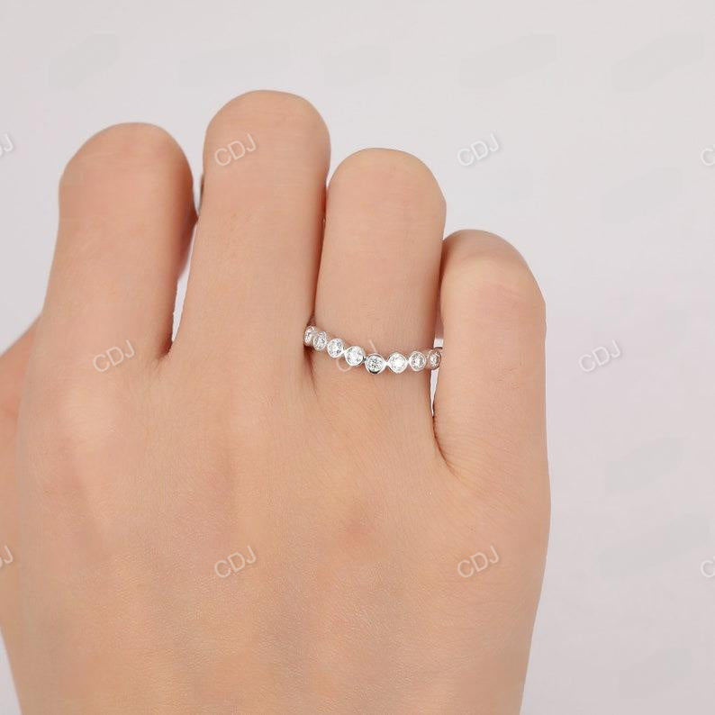 0.34CTW Bezel Set Round Cut Natural Diamond Curved Anniversary Band  customdiamjewel   