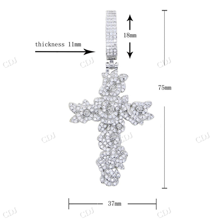 S925 Moissanite Vintage Cross Pendant hip hop jewelry CustomDiamJewel