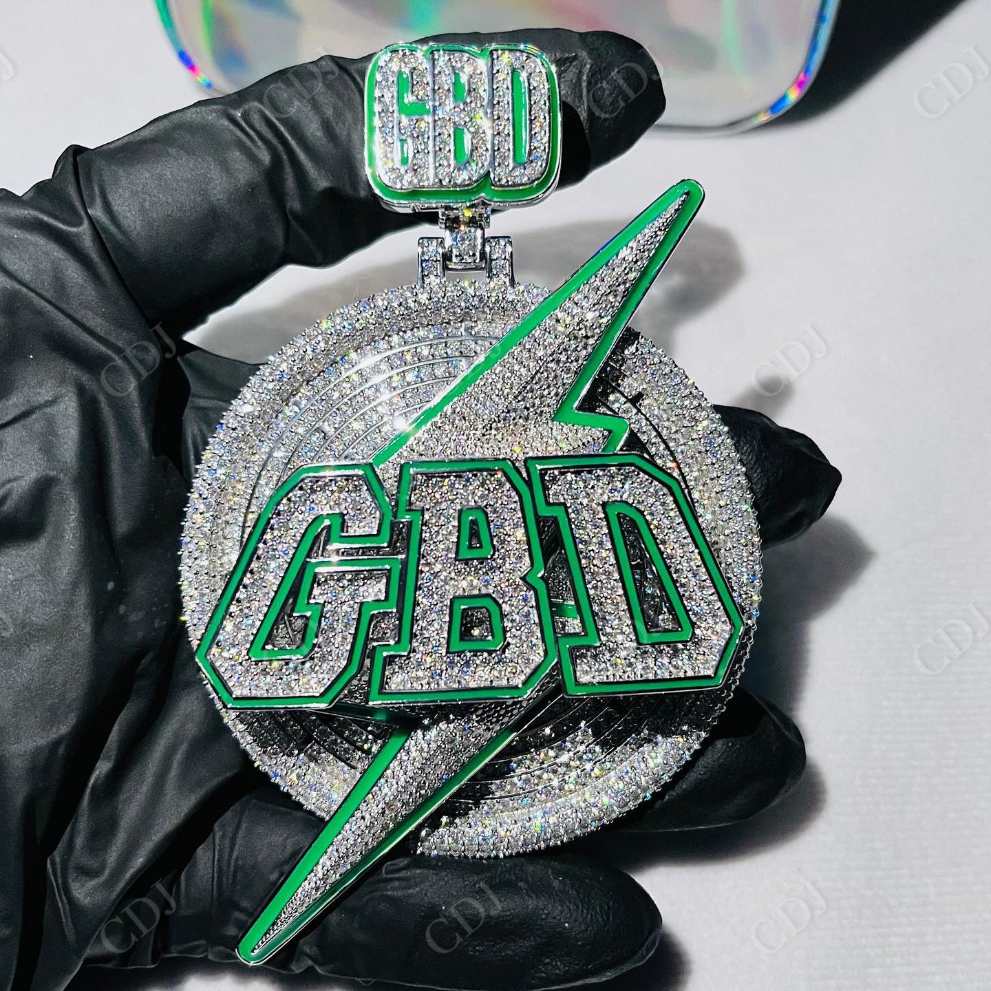 Enamel Printed GBD Letter Round Diamond Pendant hip hop jewelry CustomDiamJewel   