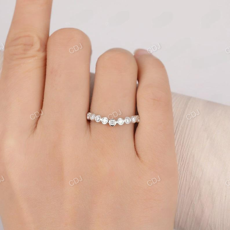 0.34CTW Bezel Set Round Cut Natural Diamond Curved Anniversary Band  customdiamjewel   