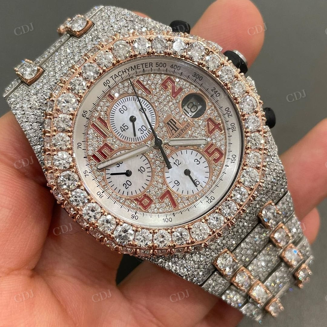 Fully Diamonds Luxury Two Tone AP Wrist Watch  customdiamjewel   