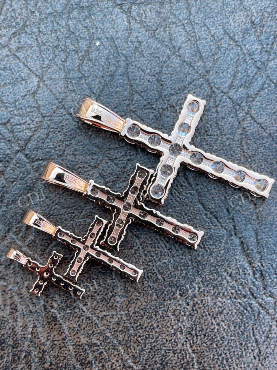 Round Diamond 14k Rose Gold Tennis Cross Pendant  customdiamjewel   