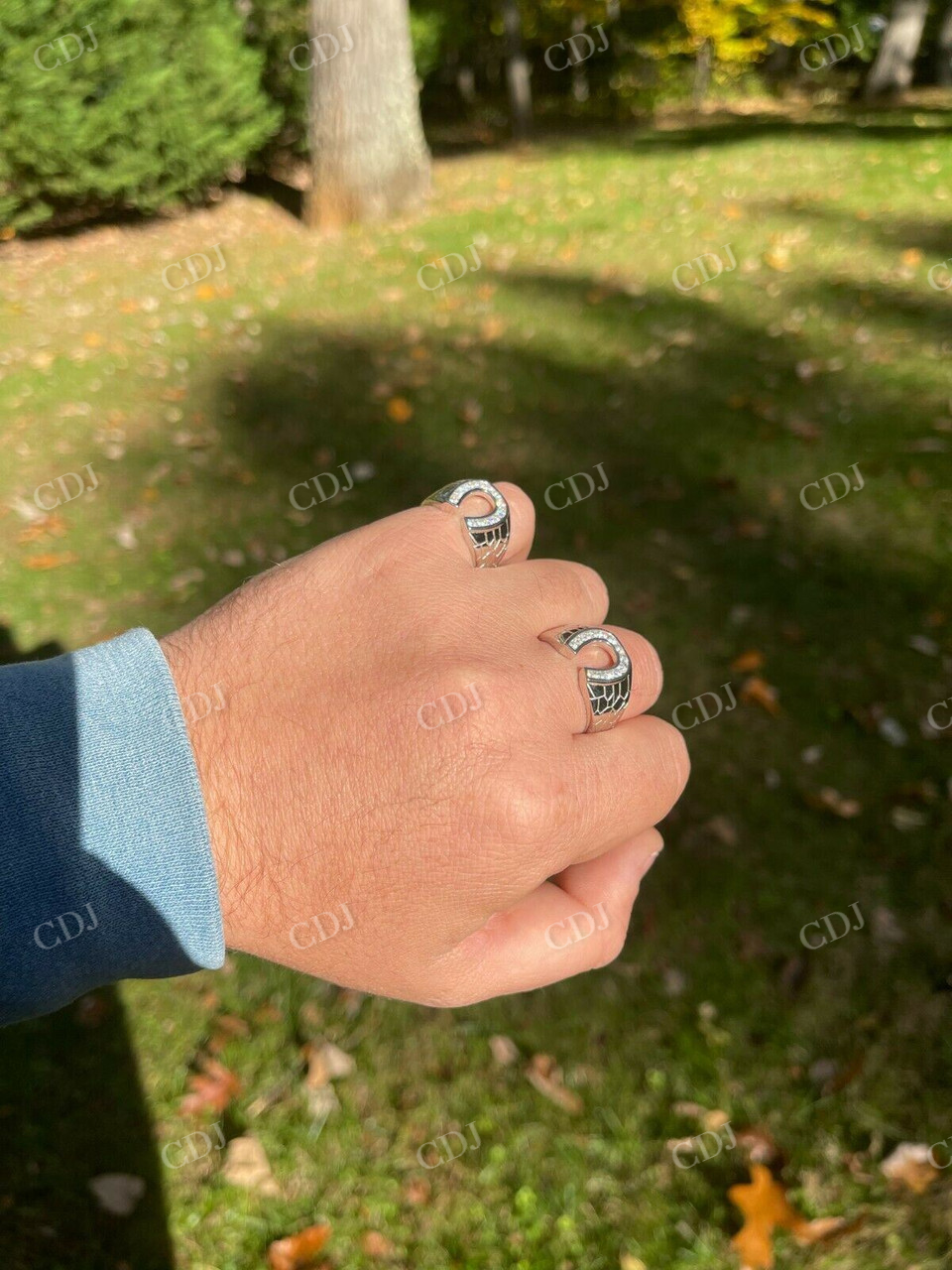 Lucky Horseshoe Moissanite Iced Ring  customdiamjewel   