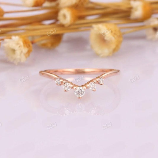 0.17CTW Round Cut Diamond Chevron Wedding Band  customdiamjewel 10KT Rose Gold VVS-EF