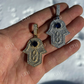 18K Gold Evil Eye Hamsa Hand Hip Hop Pendant  customdiamjewel   