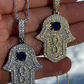 18K Gold Evil Eye Hamsa Hand Hip Hop Pendant  customdiamjewel   