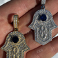 18K Gold Evil Eye Hamsa Hand Hip Hop Pendant  customdiamjewel   