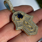 18K Gold Evil Eye Hamsa Hand Hip Hop Pendant  customdiamjewel   