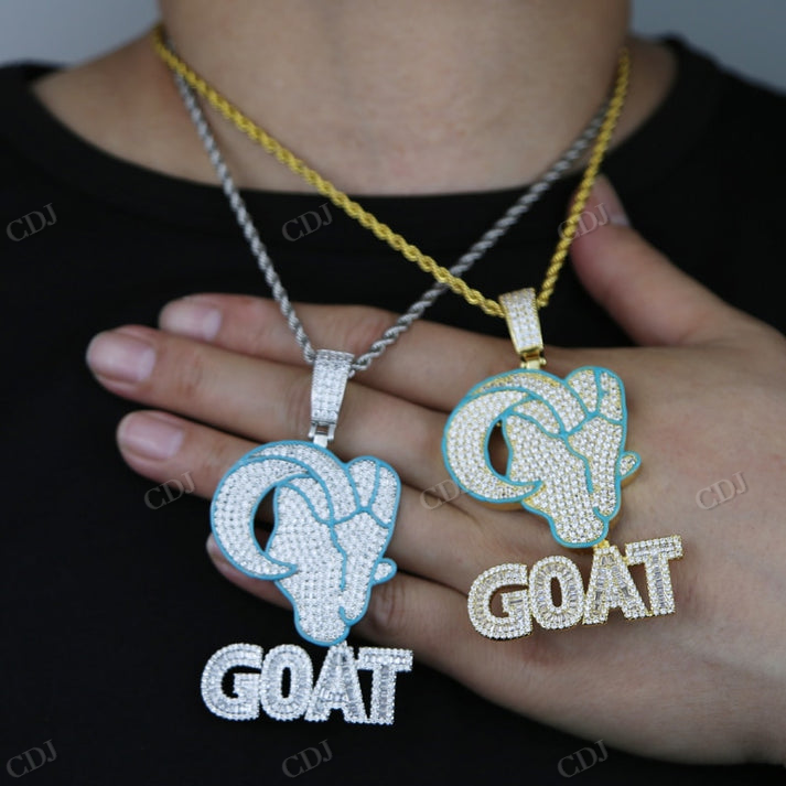 Iced Out Glow In The GOAT Pendant hip hop jewelry CustomDiamJewel