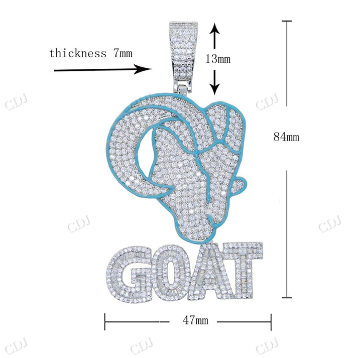 Iced Out Glow In The GOAT Pendant hip hop jewelry CustomDiamJewel