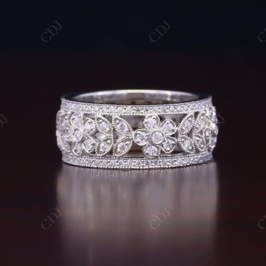 Vintage Wide Natural Diamond Full Eternity Wedding Band  customdiamjewel 10 KT Solid Gold White Gold VVS-EF