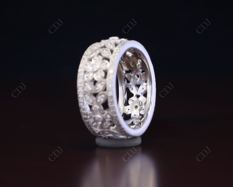 Vintage Wide Natural Diamond Full Eternity Wedding Band  customdiamjewel   