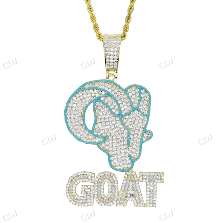 Iced Out Glow In The GOAT Pendant hip hop jewelry CustomDiamJewel