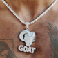 Iced Out Glow In The GOAT Pendant hip hop jewelry CustomDiamJewel