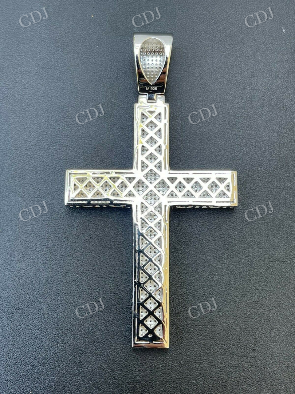 Round Diamond 14K White Gold Cross Men's Hip Hop Pendant  customdiamjewel   