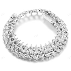 Sterling Silver 18mm Iced Out Diamond Paved Spiked Cuban Chain hip hop jewelry CustomDiamJewel