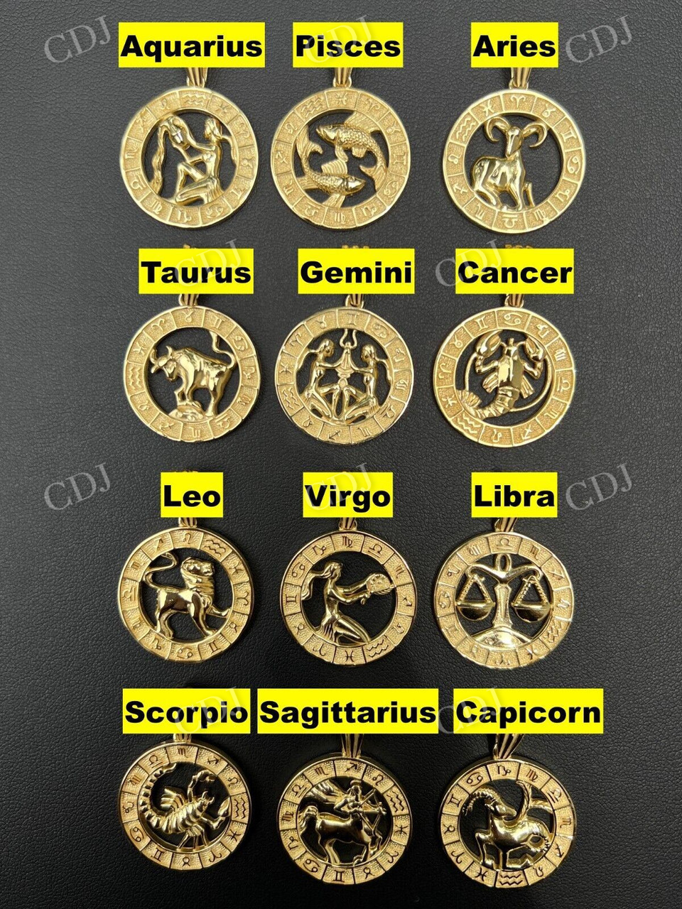 Solid Gold Plain Zodiac Astrology Sign Pendant  customdiamjewel   