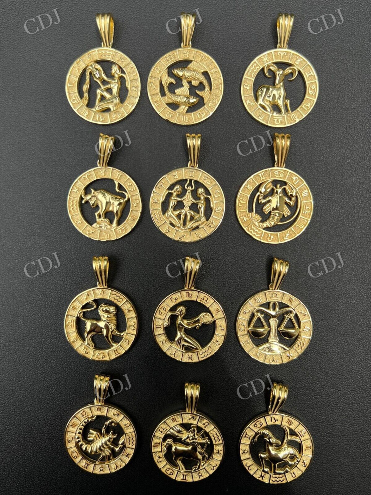 Solid Gold Plain Zodiac Astrology Sign Pendant  customdiamjewel   