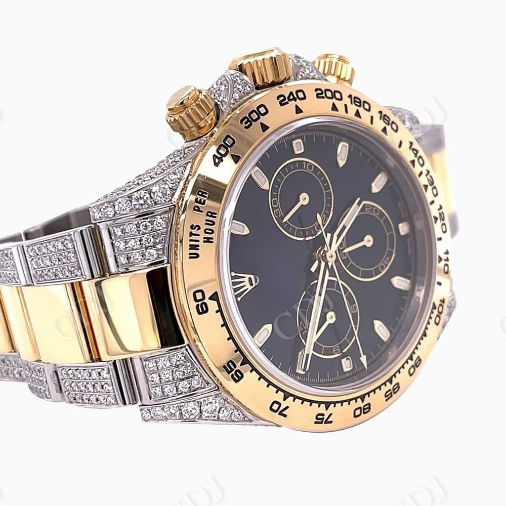 Rolex Custom Diamond Black Dial Watch  customdiamjewel   