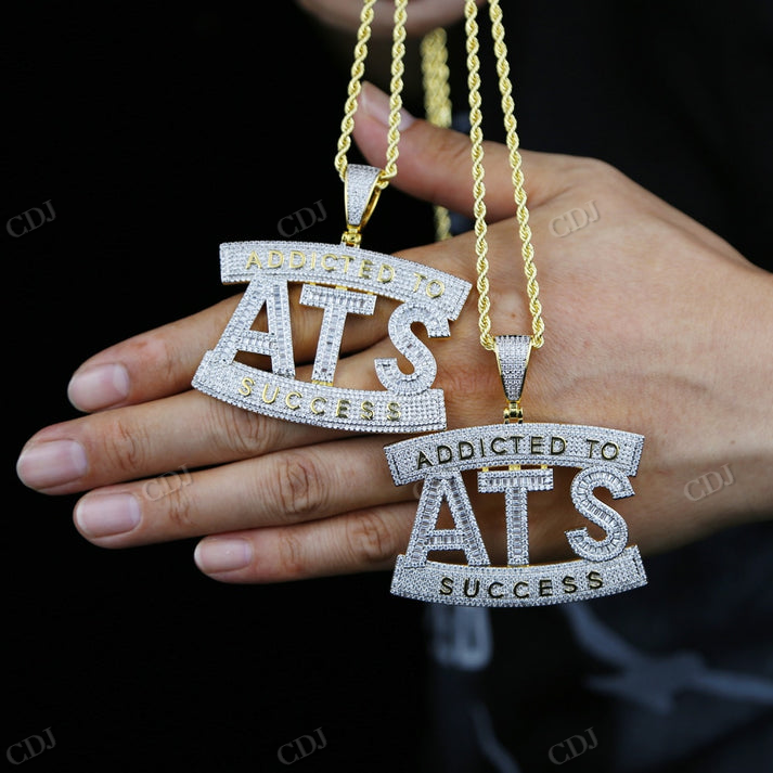 Hip-hop Big Addicted To Success ATS Letter Pendant hip hop jewelry CustomDiamJewel