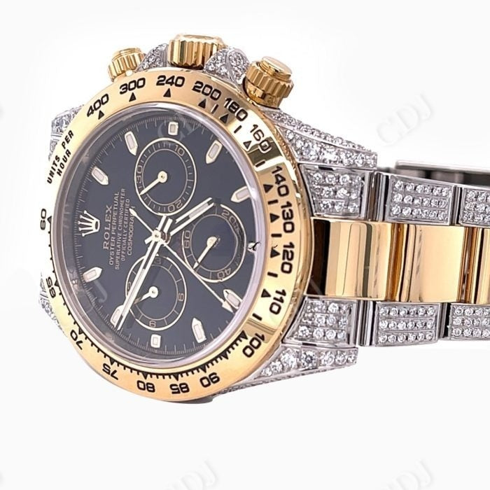 Rolex Custom Diamond Black Dial Watch  customdiamjewel   