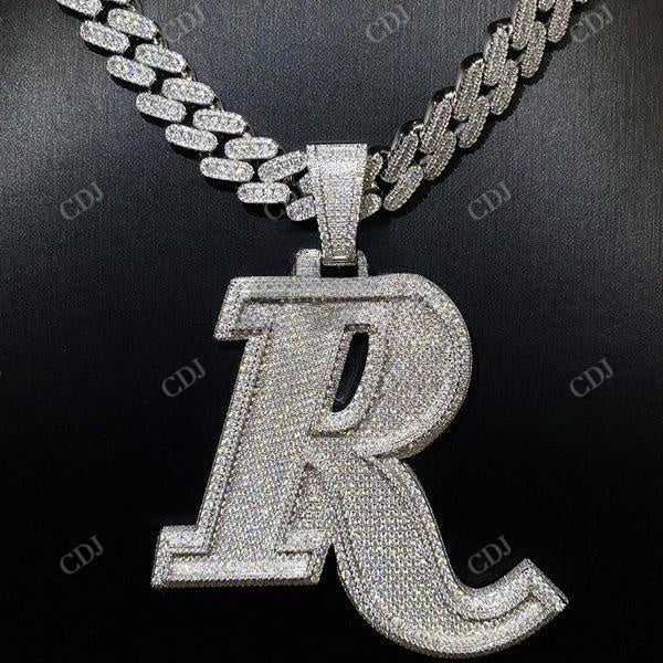 Hip Hop Iced Initial R Diamond Pendant  customdiamjewel   