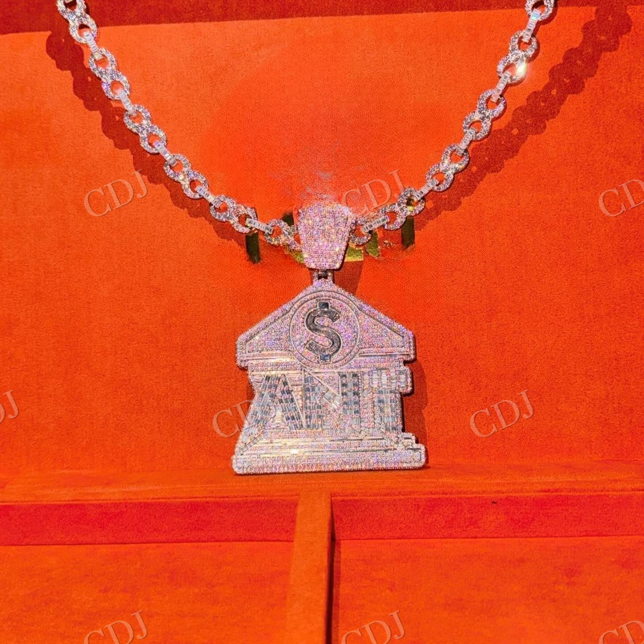 Hip Hop Moissanite Diamond Sterling Silver Doller House Pendant hip hop jewelry customdiamjewel   