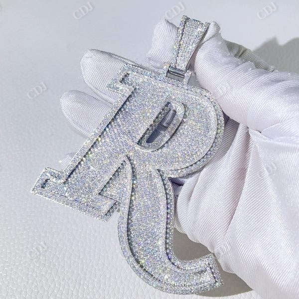 Hip Hop Iced Initial R Diamond Pendant  customdiamjewel   