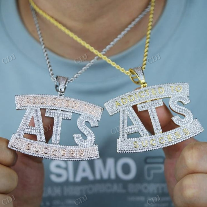 Hip-hop Big Addicted To Success ATS Letter Pendant hip hop jewelry CustomDiamJewel