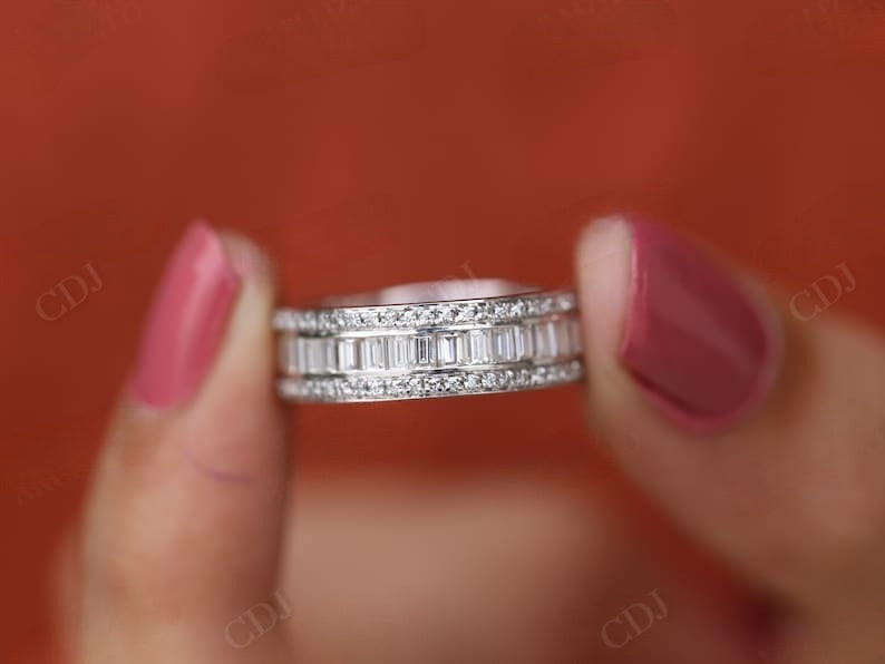 1.38CTW Baguette and Round Lab grown Diamond Wedding Band  customdiamjewel   