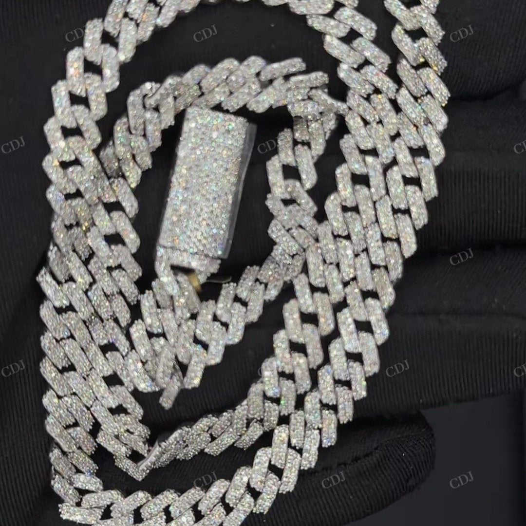 10K White Gold Iced Out Diamond Cuban Link Chain For Men hip hop jewelry customdiamjewel   