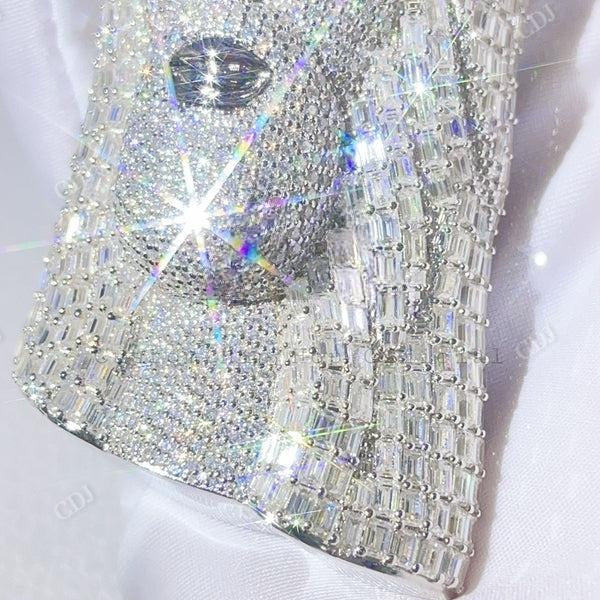 Hip Hop Bling Baguette Cut Diamond Iced Out Jesus Pendant  customdiamjewel   