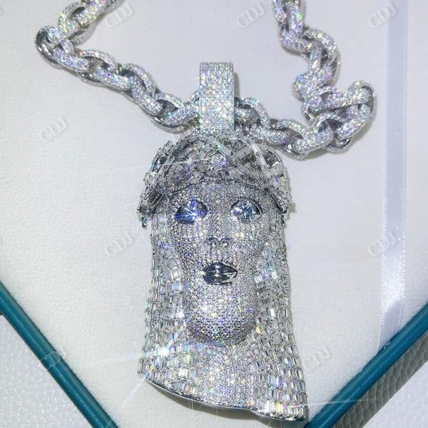 Hip Hop Bling Baguette Cut Diamond Iced Out Jesus Pendant  customdiamjewel   