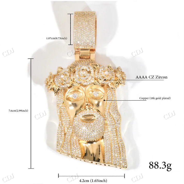 Crown of Roses Jesus Head Pendant hip hop jewelry CustomDiamJewel