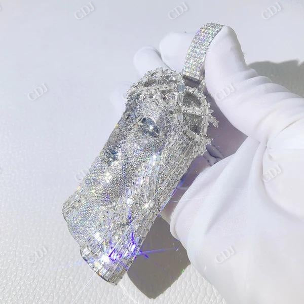 Hip Hop Bling Baguette Cut Diamond Iced Out Jesus Pendant  customdiamjewel   