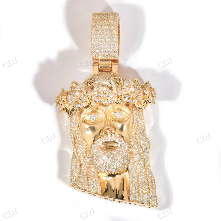 Crown of Roses Jesus Head Pendant hip hop jewelry CustomDiamJewel