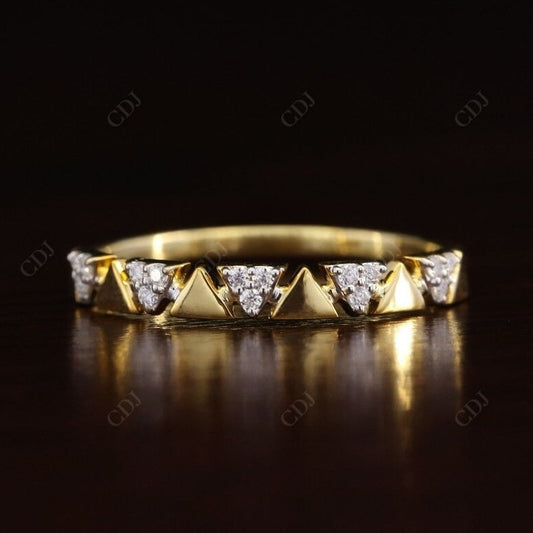 0.075CT Round Cut Unique Triangle Shaped Wedding Band  customdiamjewel 10 KT Solid Gold Yellow Gold VVS-EF