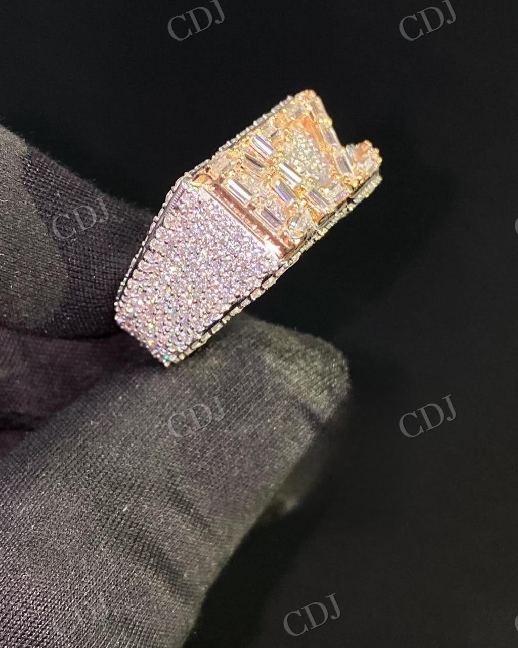 Luxury 14K Gold round & Baguette Moissanite Diamond Hip Hop Ring hip hop jewelry customdiamjewel   