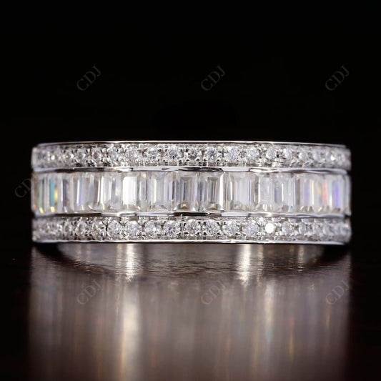 0.29CT Round and Baguette Natural Diamond Half Eternity Wedding Band  customdiamjewel 10 KT Solid Gold White Gold VVS-EF