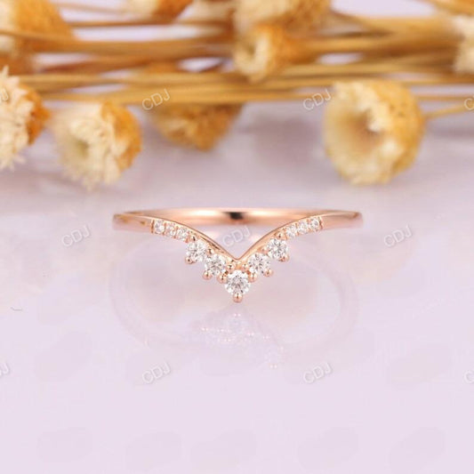 0.15ctw Lab Grown Diamond Rose Gold V Shape Wedding Band  customdiamjewel   