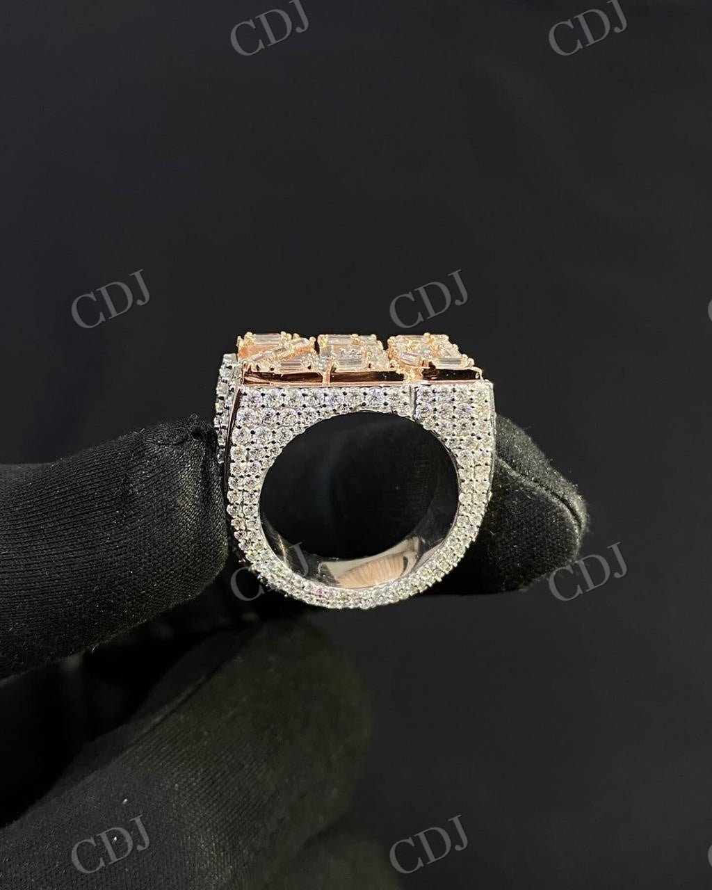 Luxury 14K Gold round & Baguette Moissanite Diamond Hip Hop Ring hip hop jewelry customdiamjewel   