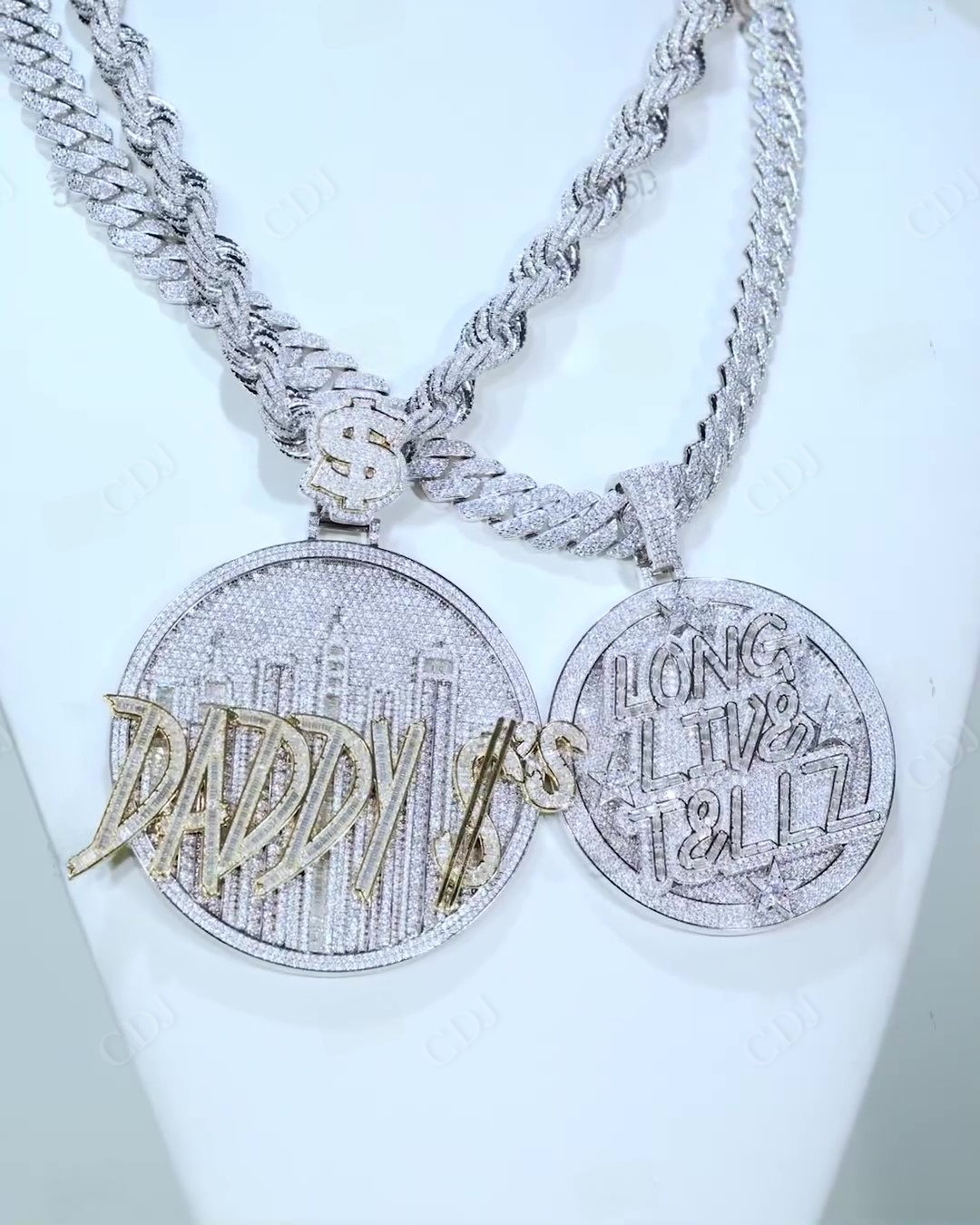 Hip Hop Two Tone 3D Face Customized Pendant hip hop jewelry CustomDiamJewel   