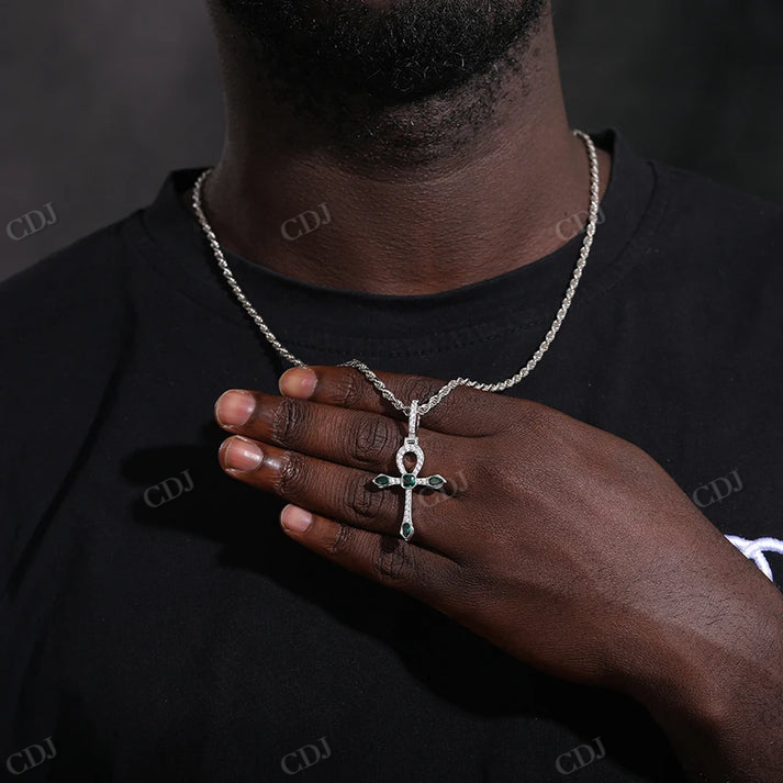 Quality Moissanite 925 Starling Silver Iced Out Ankh Pendant hip hop jewelry CustomDiamJewel