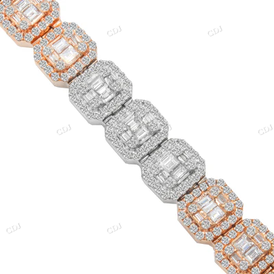 Two Tone Baguette Diamond Gold Bracelet hip hop jewelry CustomDiamJewel