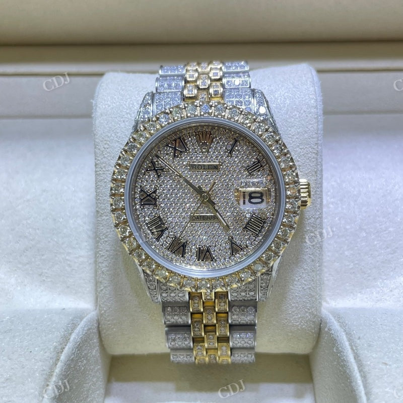 Bust Down Moissanite Two Ton Roman Dial Rolex Watch  customdiamjewel   