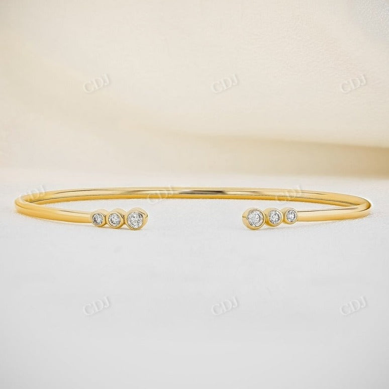 0.30CTW Open Cuff Bezel Set Lab Grown Diamond Bracelet  customdiamjewel 10KT Solid Gold Yellow Gold VVS-EF