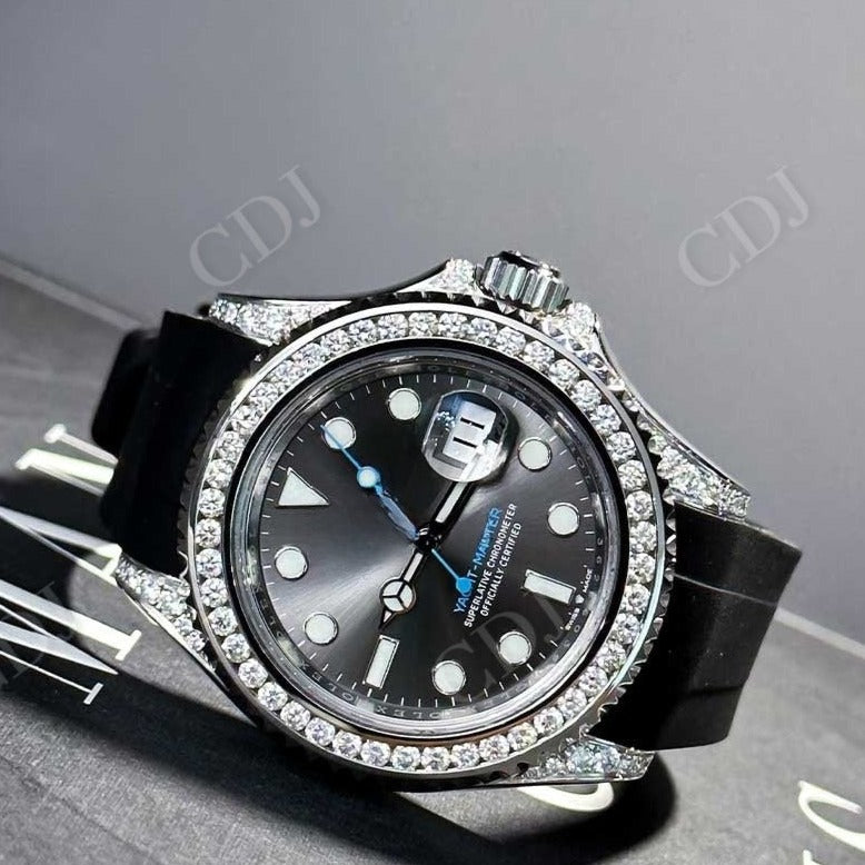 Black Strap Custom Diamond Rolex Watch  customdiamjewel   