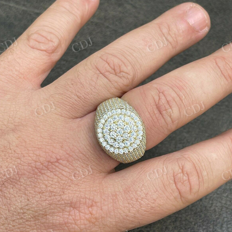 Round Cut Diamond Yellow Gold Hip Hop Ring  customdiamjewel   